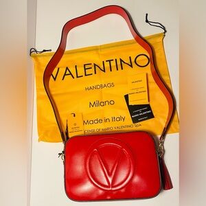 NWT VALENTINO by Mario Valentino Babette Signature Red Leather Bag MSRP $1095